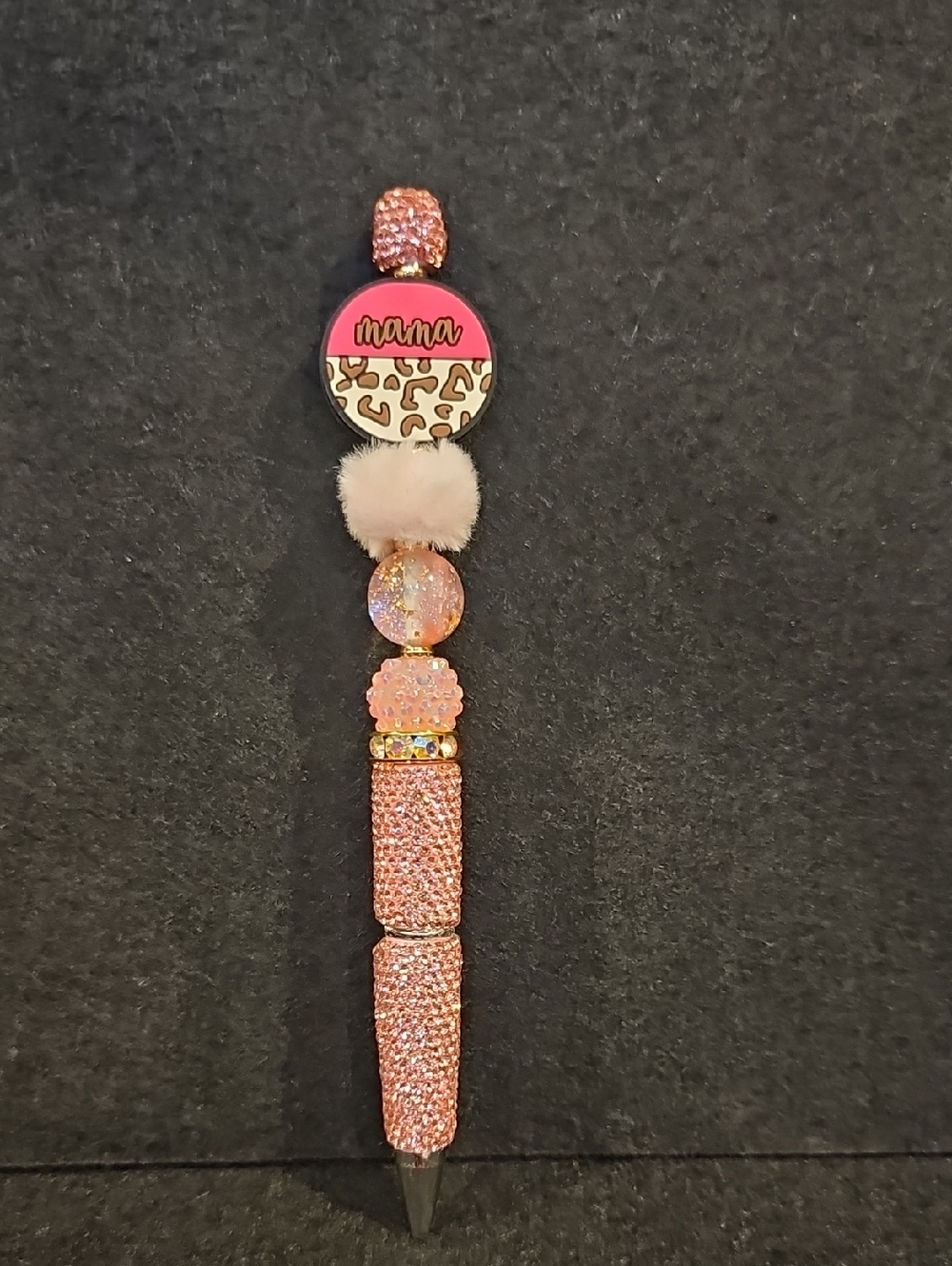 Pink 'mama' Beaded Bling Pen